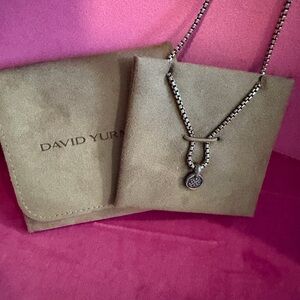 David Yurman Silver and Black Pendant Necklace